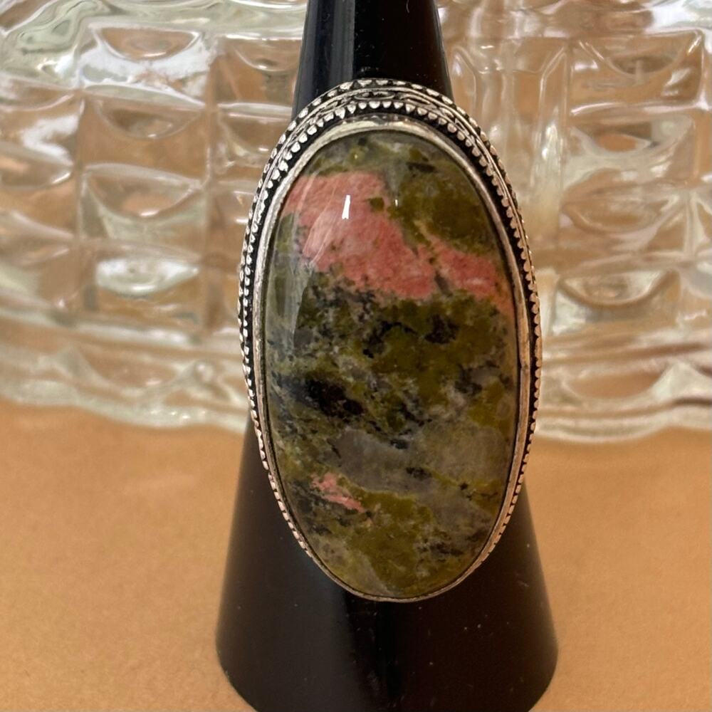 925 Sterling Unakite Ring Size 7 - Picture 2 of 6